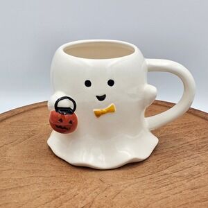 Target Hyde & EEK Halloween Ghost Ceramic Coffee Mug Pumpkin Bucket Bow Tie 2024